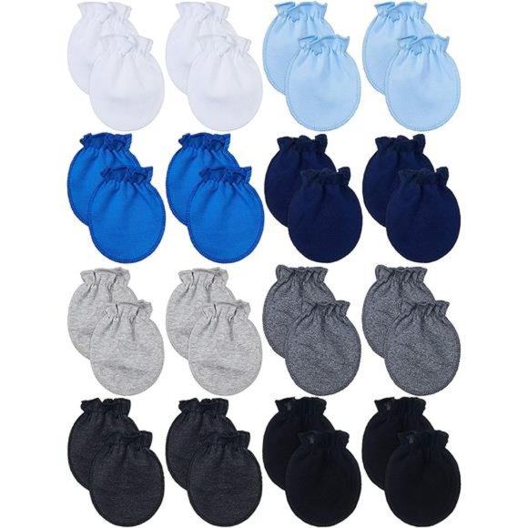 16 Pairs Newborn Baby Cotton Mittens No Scratch Gloves Unisex Newborn Mittens